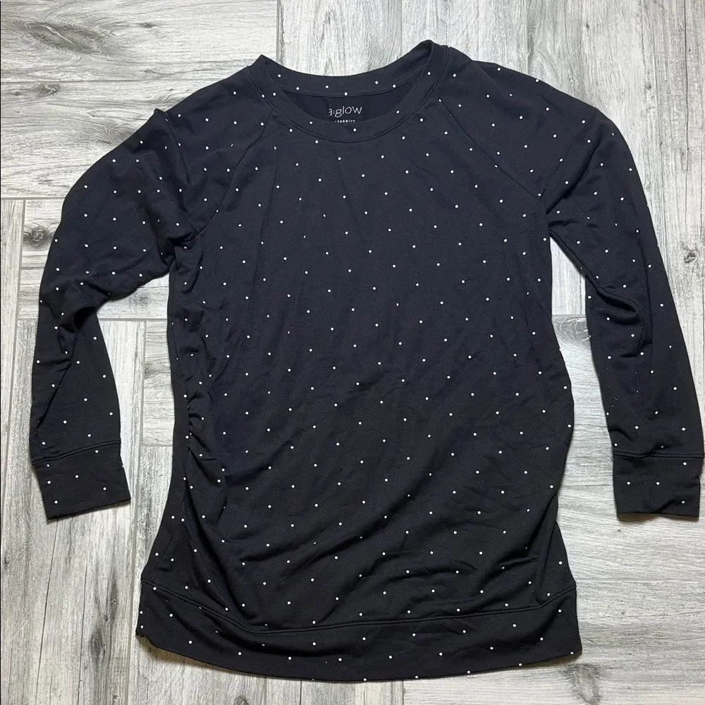 a:glow Black Long Sleeve Crew with White Dot Print Size Medium